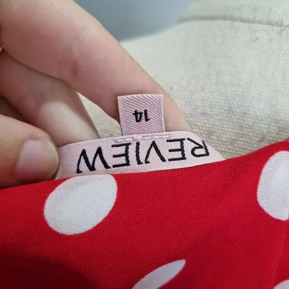 Review Dolce Vita Red & White Polka Dot Fit & Flare Dress with Belt Size 14 - Picture 9 of 10